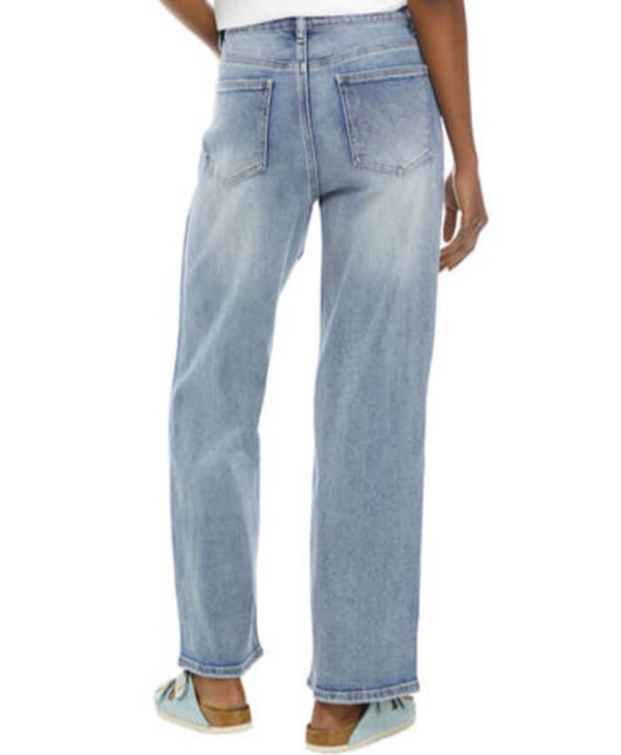 Almost Famous Junior's 90s Straight Leg Destructed Jeans